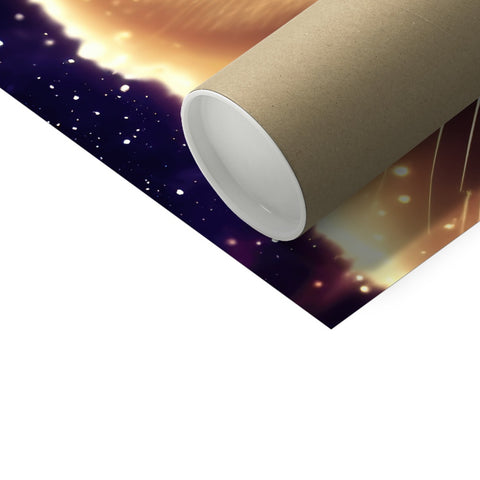 A sheet of paper rolls sitting on the floor with foil on the back of it.