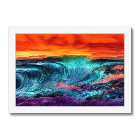 Art print of waves in a stormy area.