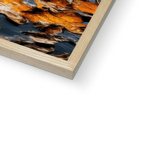 A hard cover photograph of wood wood frame has a book hanging on it next to a