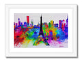 A very colorful art print with the famous Paris skyline across its skyline