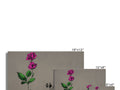 A wall mounted art painting of flowers on concrete and glass with graffiti covered in a green