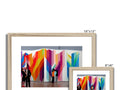 a set of wooden framed photos with art print on it