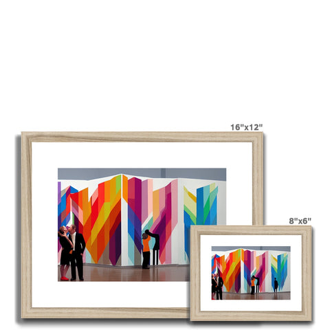 a set of wooden framed photos with art print on it