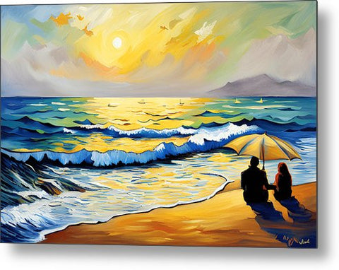 Beautiful Impressionist Beach Painting - Metal Print