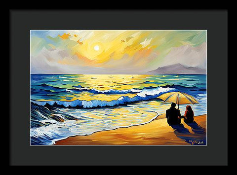 Beautiful Impressionist Beach Painting - Framed Print