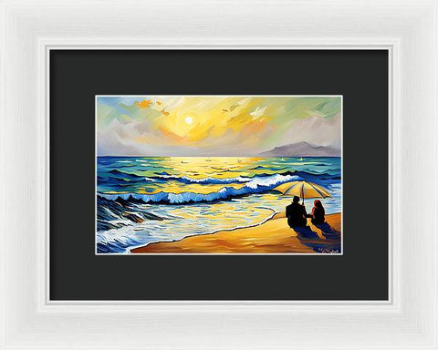 Beautiful Impressionist Beach Painting - Framed Print