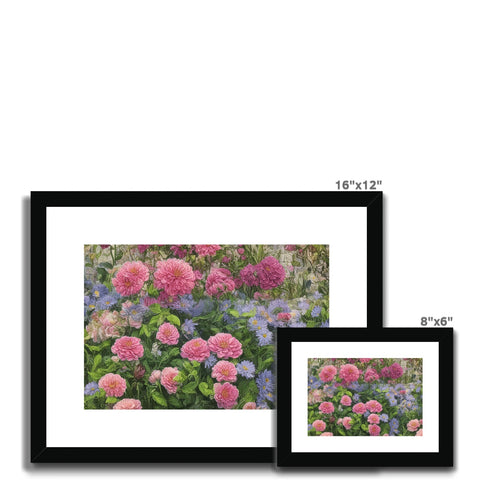 Peonies lying in a picture frame in a white background and the flower basket is full