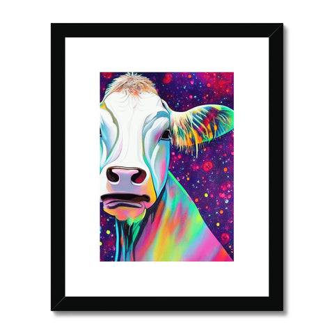 The color of a wall print painted with a cow with horns.