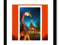 a giraffe in a large, lush greenery looking out into a forest with a