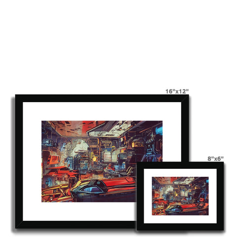 a wall of art prints with two different pictures on the walls framed,