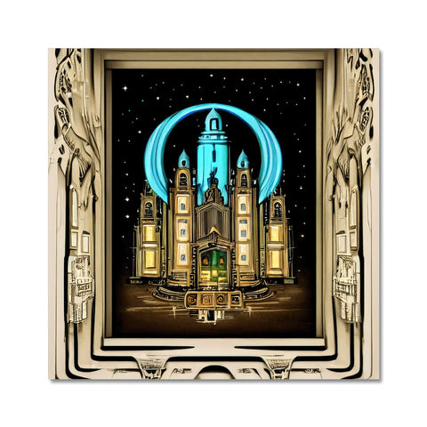 An ornature clock in a building with a gothic architecture and gold frame and