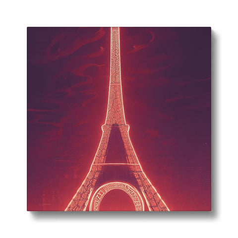 An art print on a tower above the city of Paris.