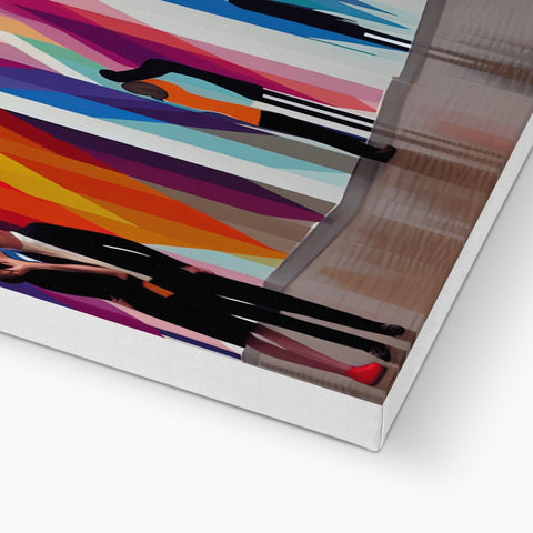 there is a wooden painting on a white book with several colors of colorful striped pages