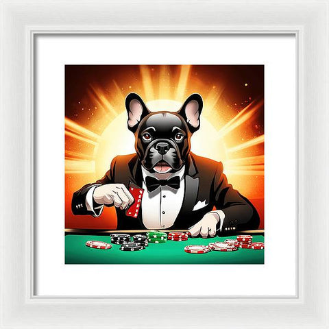 French Bulldog 1 - Colorful - Poker - Framed Print