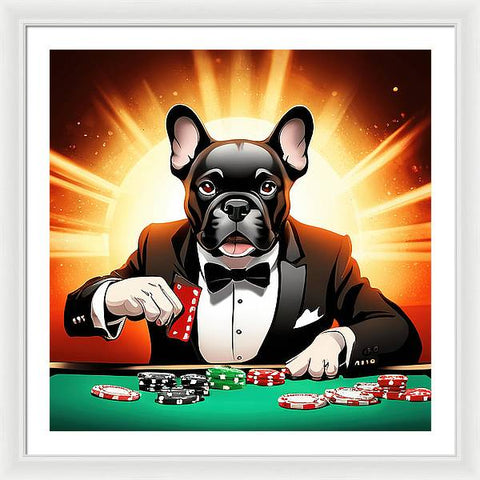 French Bulldog 1 - Colorful - Poker - Framed Print