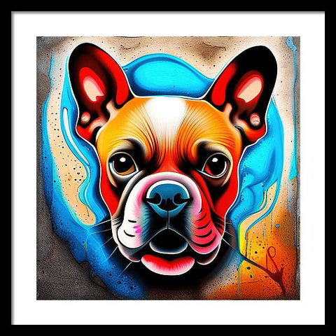 French Bulldog 11 - Colorful - Street Art - Framed Print