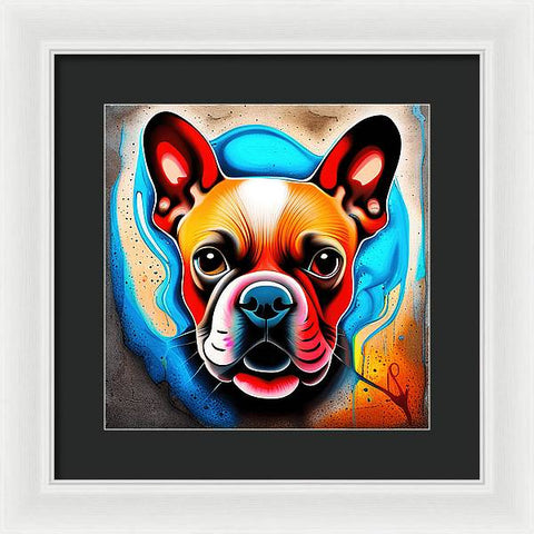 French Bulldog 11 - Colorful - Street Art - Framed Print