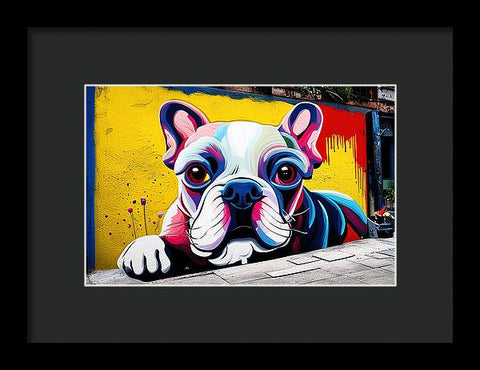 French Bulldog 15 - Colorful - Street Art - Framed Print