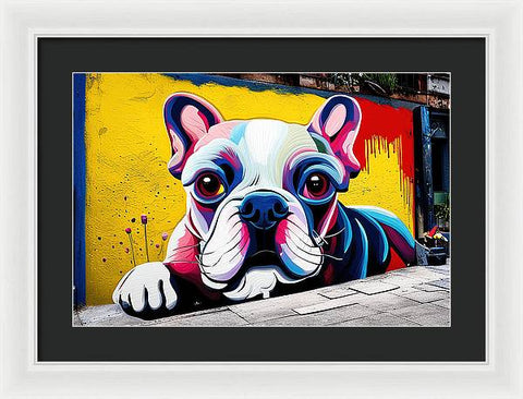 French Bulldog 15 - Colorful - Street Art - Framed Print