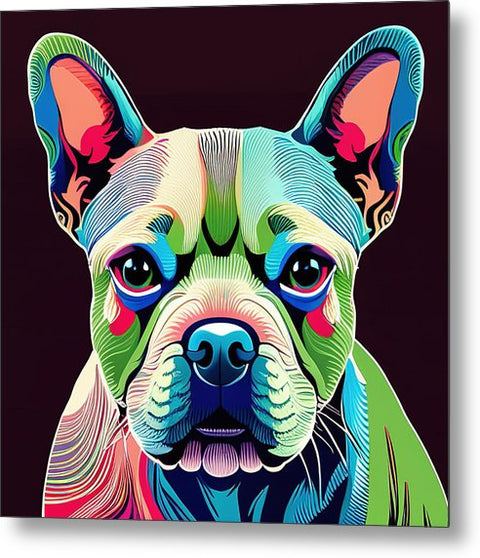 French Bulldog 4 - Colorful - Painting - Metal Print