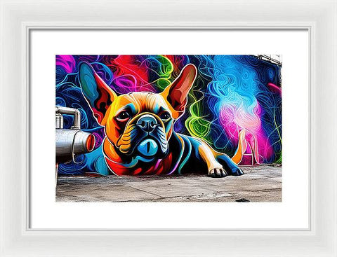 French Bulldog 42 - Colorful - Street Art - Framed Print