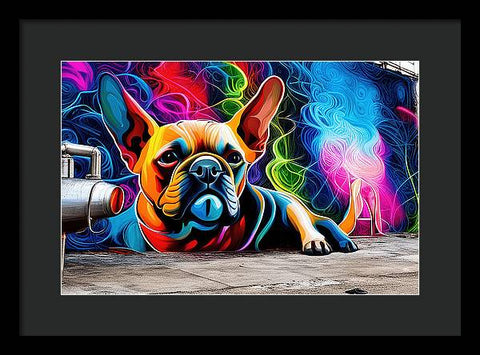 French Bulldog 42 - Colorful - Street Art - Framed Print