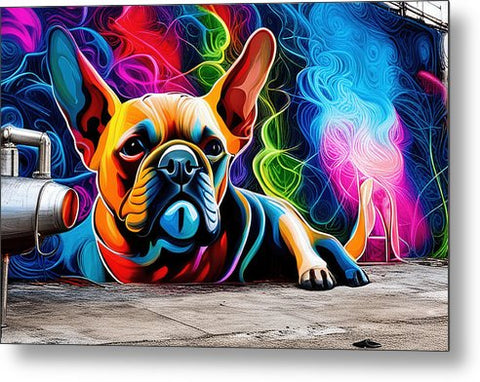French Bulldog 42 - Colorful - Street Art - Metal Print