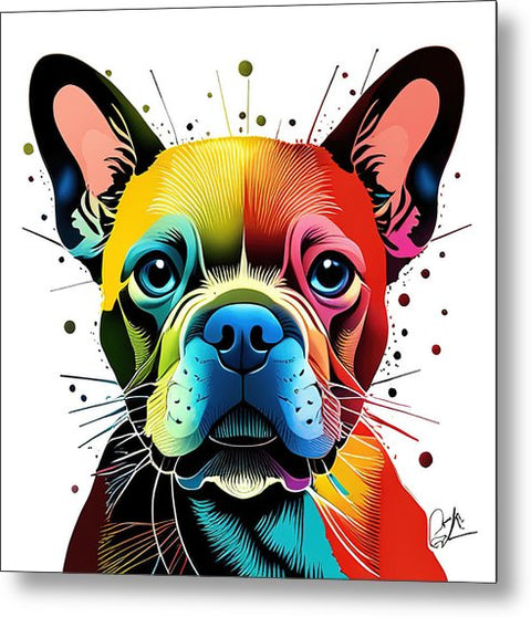 French Bulldog 55 - Colorful - Painting - Metal Print