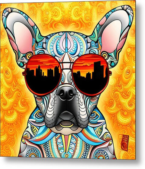 French Bulldog 6 - Colorful - Painting - Metal Print