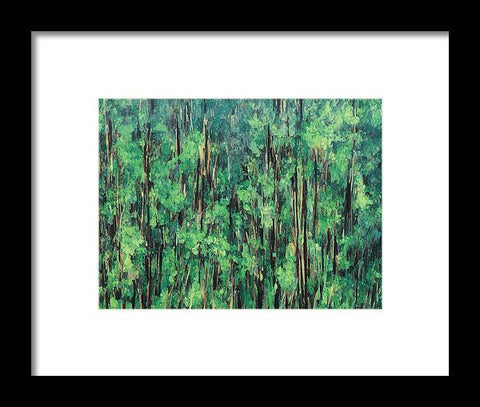 Art print with tree tops and leaves in a forest
