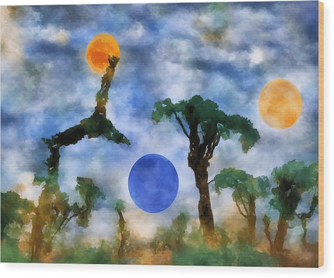 a group of paintings of trees and a sky of trees