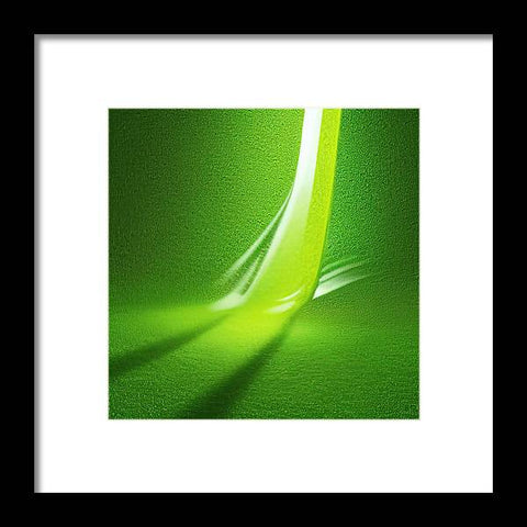 Art print with green on floor above a yellow hedge
