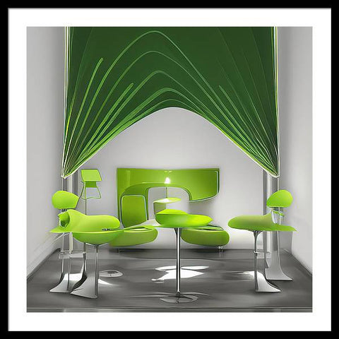 Green Window to a Computer Room - Framed Print
