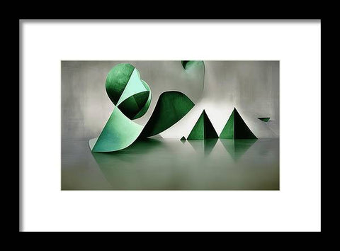 An art print with a green piece of metal behind a picture of green vegetation