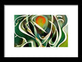 Art print of flower in the windy outdoors in a dark green room