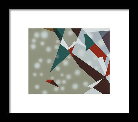 An abstract art print with snow patterns in the background.