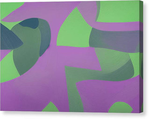 A black and white painting of green and purple cloth on a white background