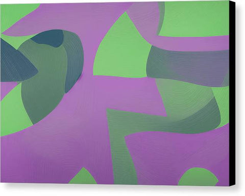 A black and white painting of green and purple cloth on a white background