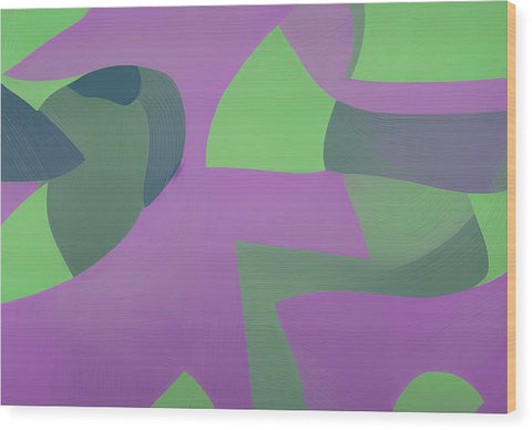 A painting of a green and purple painting on a wall