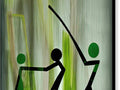 A man is swinging a baseball bat while standing in a field of greens