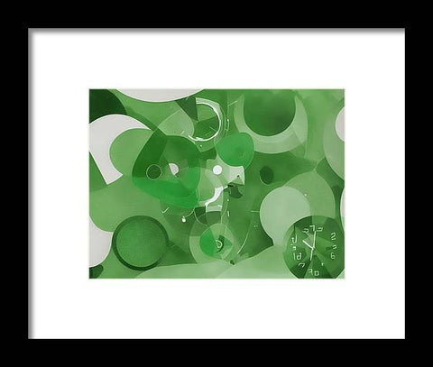An abstract art print of green grass and flowers sitting on a grassy field