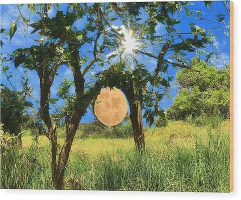 A green green place mat with an image of green African land.