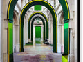 This archway looks like a doorway and is decorated with a green wall