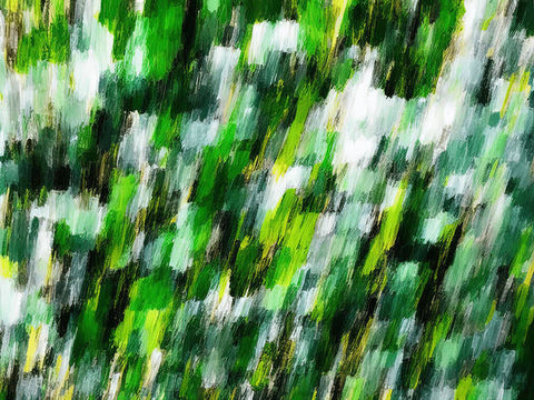 An abstract picture of a scene with green trees around it