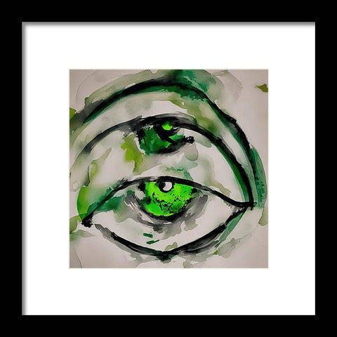 Art print of one's eye that has a mask on it.