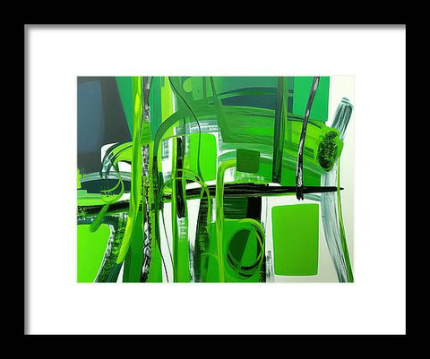 An art print painted in bright green on a green dining room table