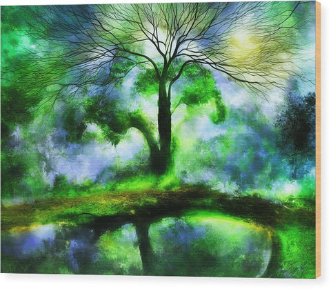 Art prints with green and black images of a green grassy forest.