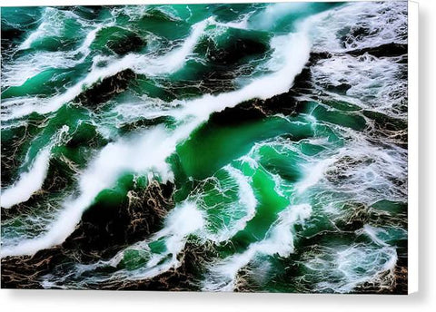 Churning Ocean of Green and White - Canvas Print