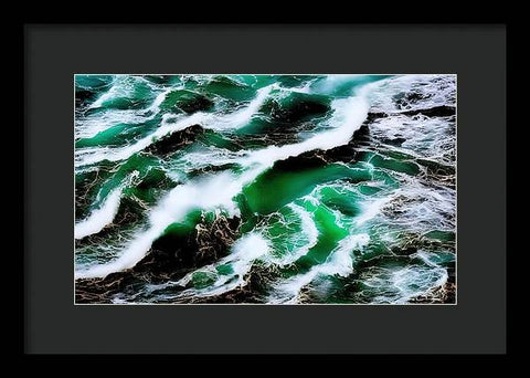 Churning Ocean of Green and White - Framed Print