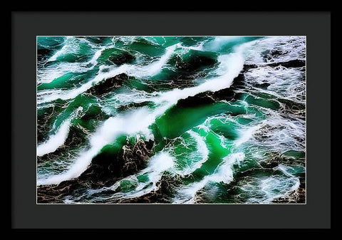 Churning Ocean of Green and White - Framed Print